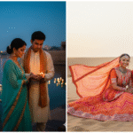 2 Royal Rajasthani Couple Prompts for Gemini AI – Desert Sunset & Sacred Aarti Glow