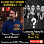 Bigg Boss Malayalam Season 7 Grand Finale Live: Shanavas 2nd Runner-Up, Nevin & Akbar Out – Aneesh vs Anumol for ₹50 Lakh Winner Title!