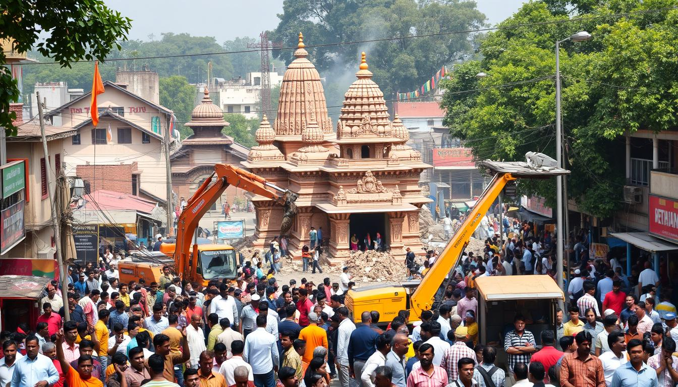 Delhi Hanuman Mandir Demolition Hindus protest