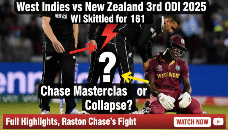 West Indies vs New Zealand 3rd ODI 2025: WI Skittled for 161 – Chase Masterclass or Collapse? Full Highlights, Roston Chase's Fight, and What It Means for the Series
