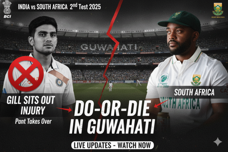 India vs South Africa 2nd Test 2025: Do-or-Die in Guwahati – Pant Takes Over as Gill Sits Out with Injury
