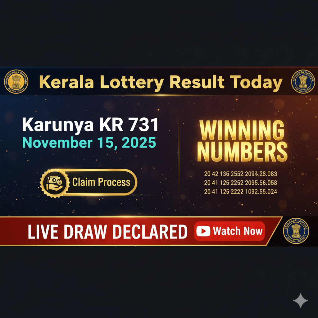 Kerala Lottery Karunya KR 731 Results Today (November 15, 2025): Winning Numbers & Claim Process