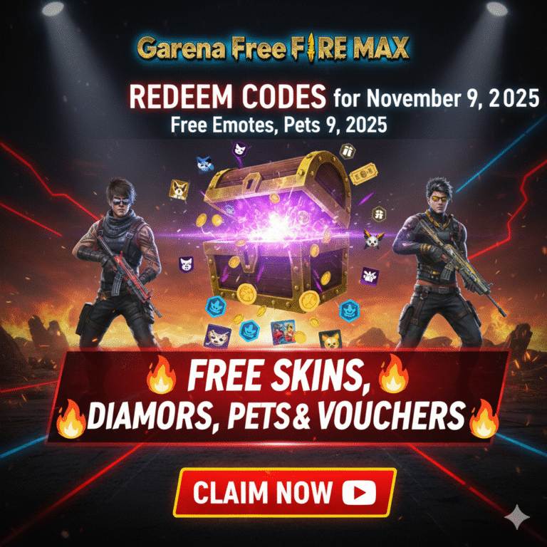Garena Free Fire MAX Redeem Codes for November 9, 2025 | Free Emotes, Pets & Vouchers