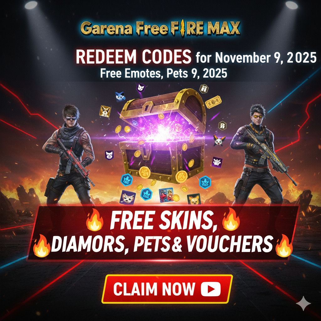 Garena Free Fire MAX Redeem Codes for November 9, 2025 | Free Emotes, Pets & Vouchers