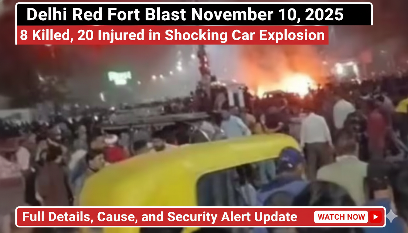 Delhi Red Fort Blast November 10 2025: 8 Killed, 20 Injured in Shocking Car Explosion – Full Details, Cause, and Security Alert Updates