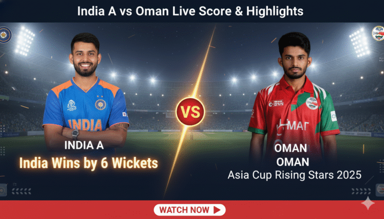 India A vs Oman Asia Cup Rising Stars 2025: Live Score & Highlights - India Wins by 6 Wickets