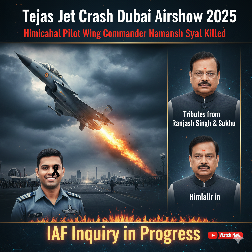 Tejas Jet Crash Dubai Airshow 2025: Himachal Pilot Wing Commander Namansh Syal Killed – IAF Inquiry, Tributes from Rajnath Singh & Sukhu