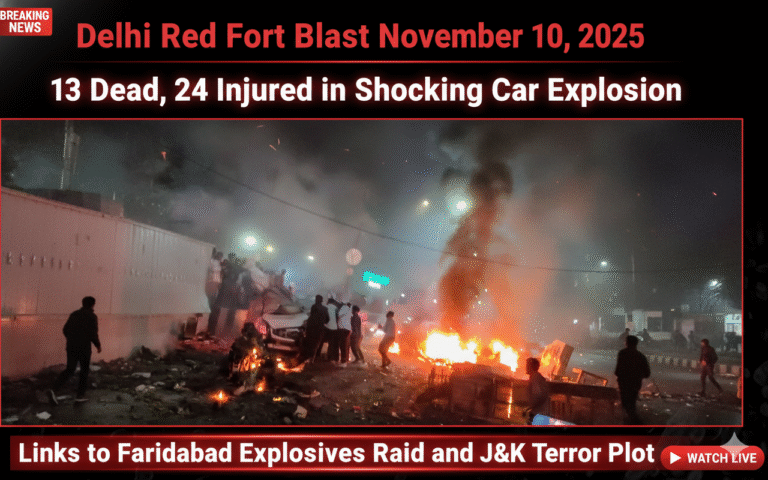 Delhi Red Fort Blast November 10 2025: 13 Dead, 24 Injured in Shocking Car Explosion – Links to Faridabad Explosives Raid and J&K Terror Plot