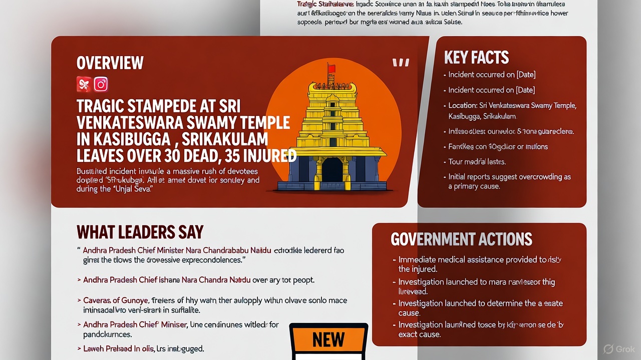 Tragic Stampede at Sri Venkateswara Swamy Temple in Kasibugga, Srikakulam: 9 Dead, Several Injured